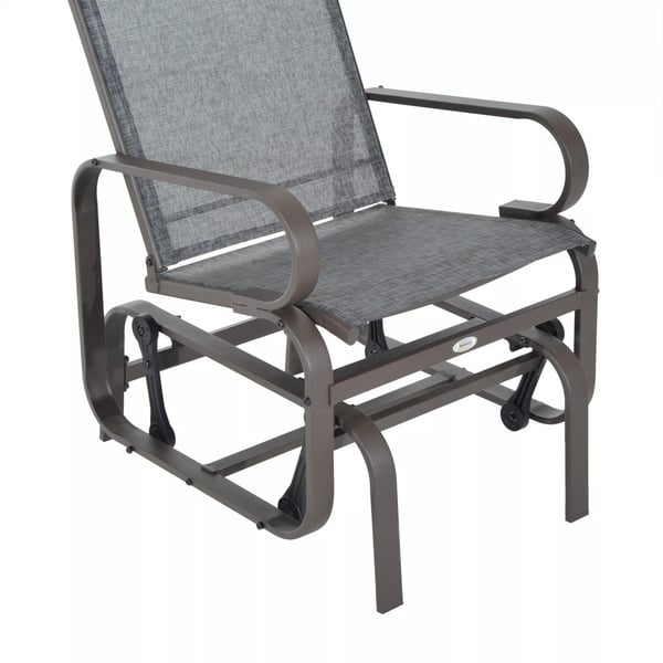 Outsunny gyngestol til haven, afslapningsstol, havestol, gyngestol i metal til have, terrasse og balkon, texteline, 60x75x104cm
