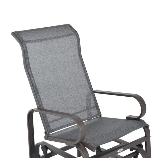 Outsunny gyngestol til haven, afslapningsstol, havestol, gyngestol i metal til have, terrasse og balkon, texteline, 60x75x104cm