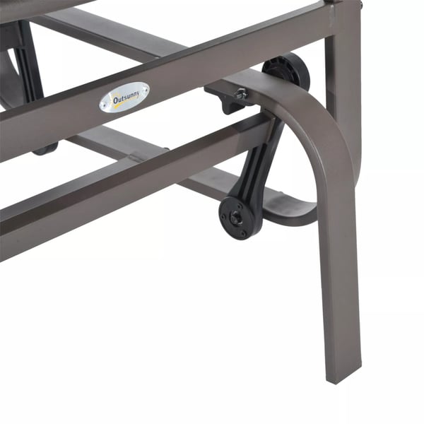 Outsunny gyngestol til haven, afslapningsstol, havestol, gyngestol i metal til have, terrasse og balkon, texteline, 60x75x104cm