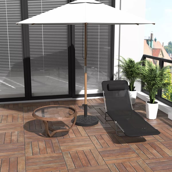Outsunny solstol liggestol afslapningsstol strandstol 2-bens stol sort til have & terrasse