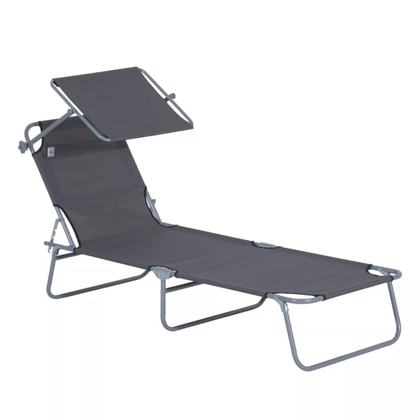 Outsunny Foldbar Solseng m. Skygge - Grå Polyester - 187 x 58 x 36 cm