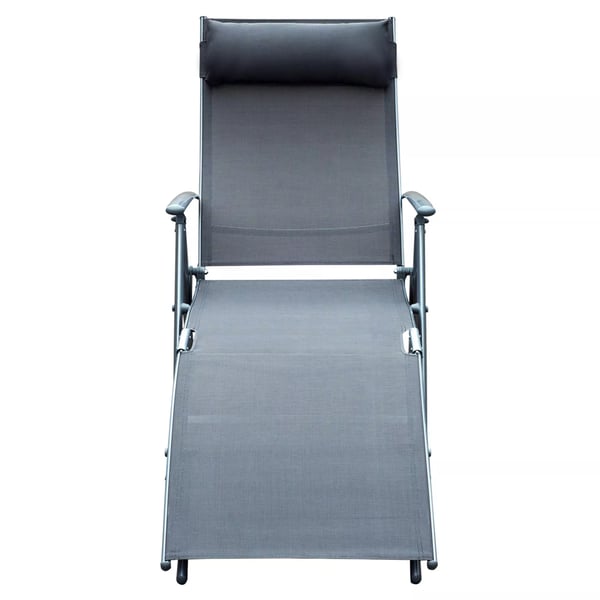 Outsunny havestol liggestol solstol sammenklappelig justerbar med pude have grå metal + stof grå 137 x 63,5 x 100,5 cm
