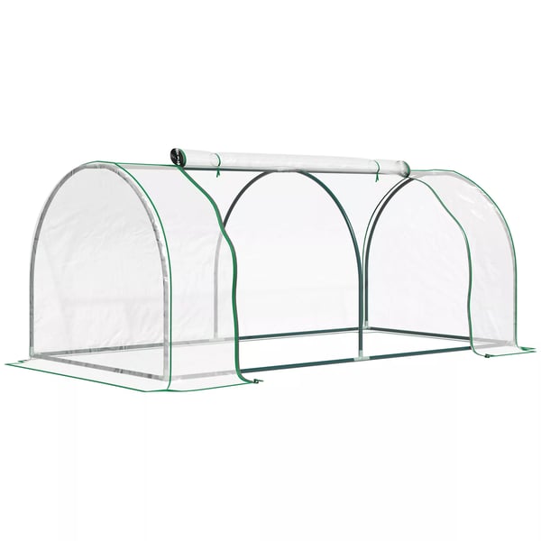 Outsunny Drivhus med dør, tidlig bed, planteavl, stål PVC, 200x100x80cm