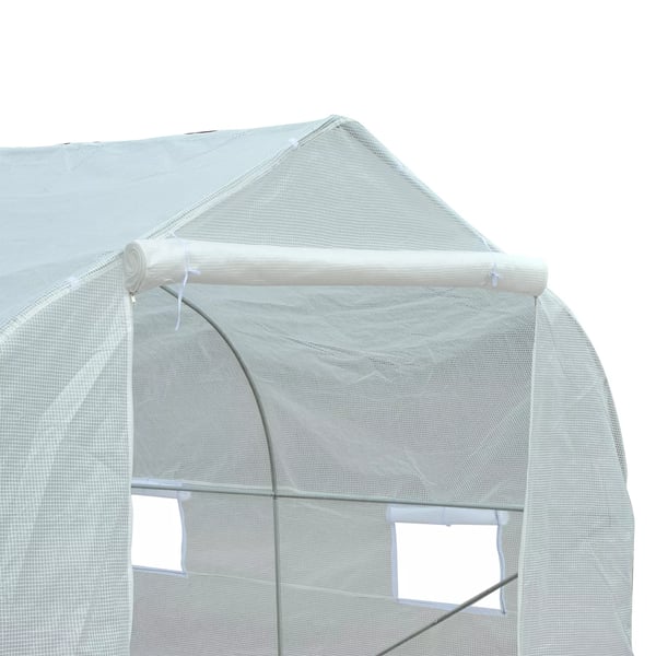Outsunny foliedrivhus 3,5x3x3m, UV-beskyttelse, tomatdrivhus, netvinduer, vindtæt, til have og altan, metal, hvid