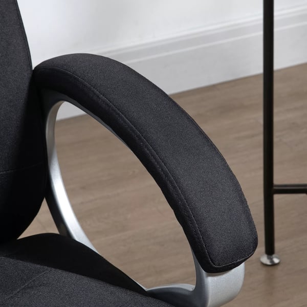 Vinsetto Kontorstol, skrivebordsstol med 360° drejning, ergonomisk, vippefunktion, højdejusterbar, sort hør, 64x75x111-121 cm