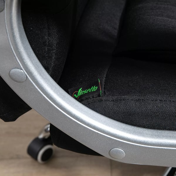 Vinsetto Kontorstol, skrivebordsstol med 360° drejning, ergonomisk, vippefunktion, højdejusterbar, sort hør, 64x75x111-121 cm