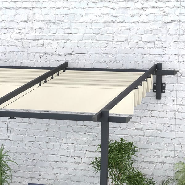 Outsunny Pergola 3x3m, Creme Hvid, Polyester, Vendt`t, Justerbart Tag til Have og Terrasse
