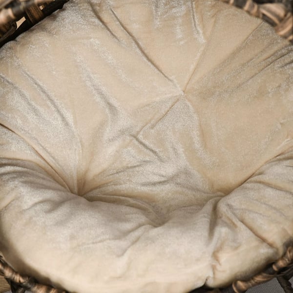 PawHut Rattan Kattehule med Pude i PE-Rattan og Metal - Brun, Ø52x58cm