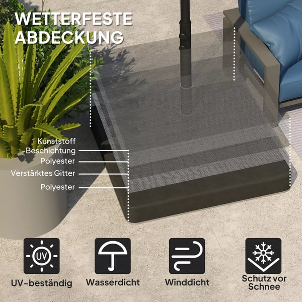 Outsunny Parasolvægtplader, 4 stk, Vandtæt, Plast, Sort, Op til 80 kg, Parasolfodsvægt