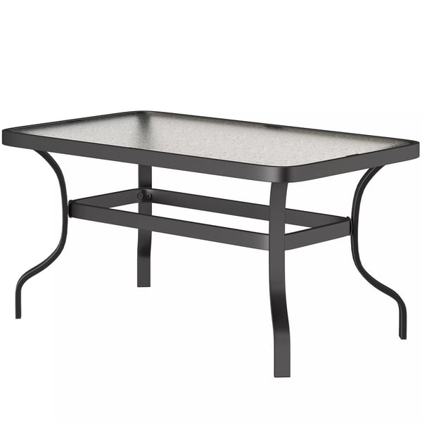 Outsunny Altanbord Metall med Bordplade i Sort Hærdet Glas 95x55 cm