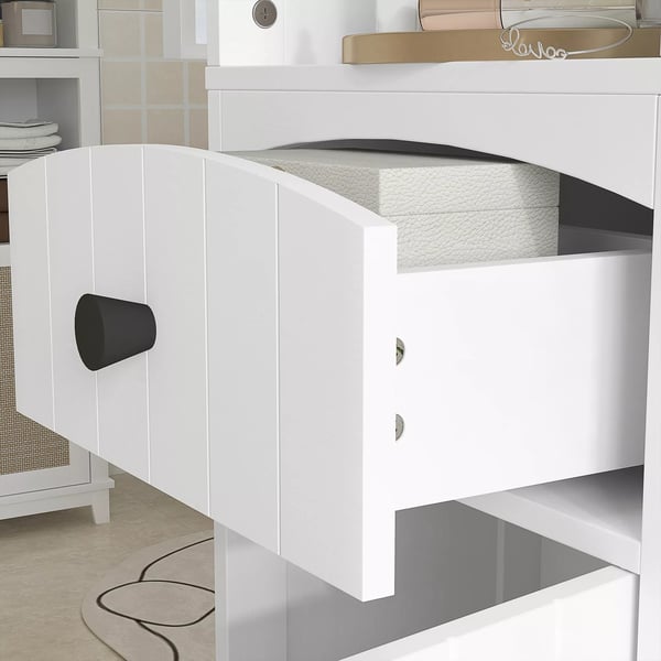HOMCOM Badevrelsesskab i hvid, 3 hylder, 1 skuffe, MDF, 34x24x170,5cm