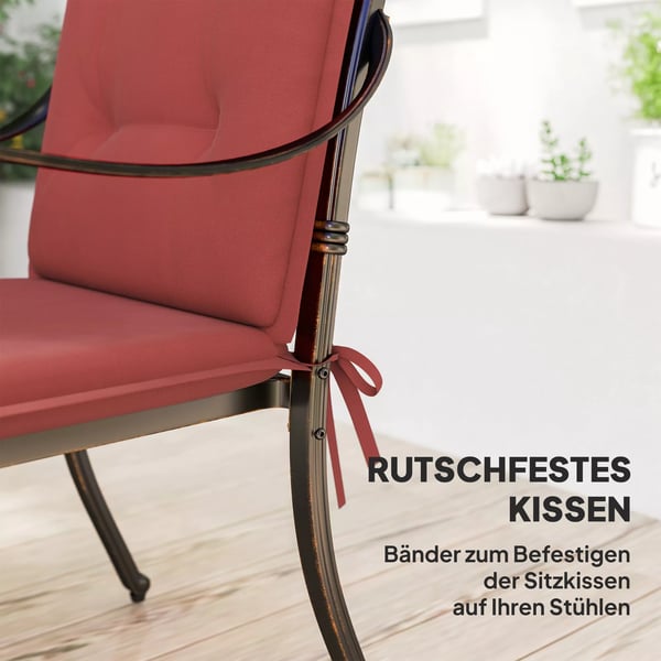 Outsunny 4 stk. Sædehynder til Stol m. Ryglæn 108x50x5cm - Polyester, Vinrød