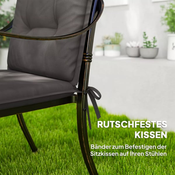 Outsunny 4 stk. Hynde til udendørs stole, 108 x 50 cm, Mørkegrå Polyester
