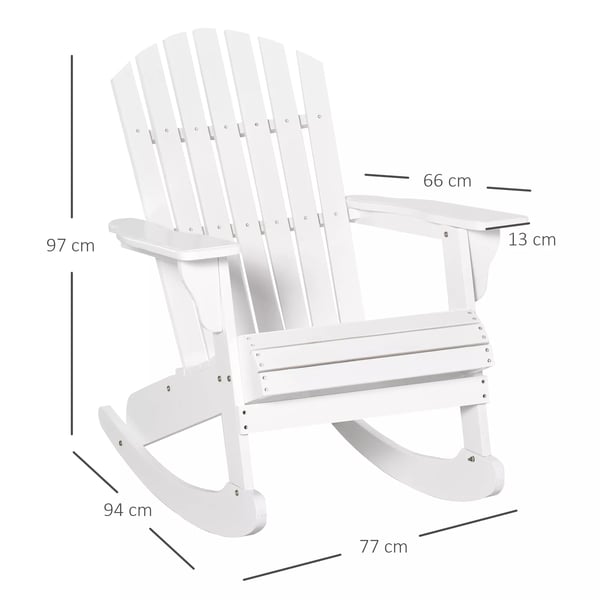 Outsunny Adirondack havestol gyngestol gynge havestol havemøbler balkonstol hvid 77 x 94 x 97 cm