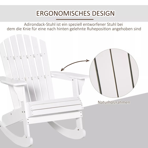 Outsunny Adirondack havestol gyngestol gynge havestol havemøbler balkonstol hvid 77 x 94 x 97 cm