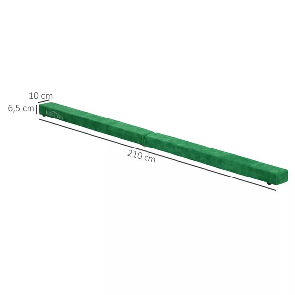 HOMCOM Foldbar Træningsbalk - 210 cm - Grøn Polyester - Balancebom til Gymnastik & Dans - Max 120 kg