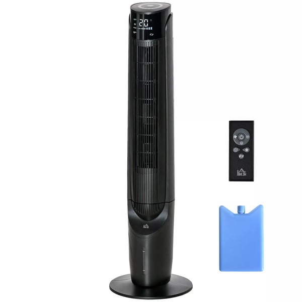 HOMCOM søjleventilator tårnventilator luftkøler 2-i-1 - 4 tilstande, 3 hastigheder, fjernbetjening, timer, oscillerende - Sort