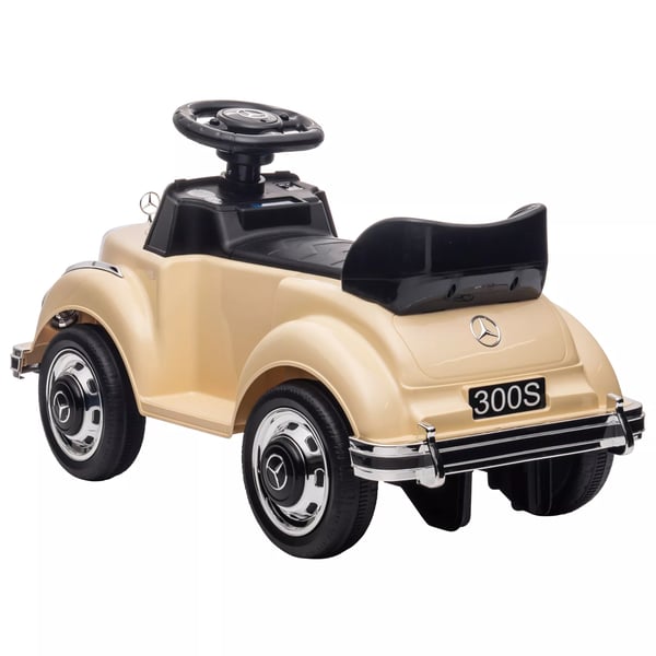 AIYAPLAY Mercedes-Benz 300S Rutschebil til Børn - Beige, Legetøjsbil m. Opbevaring og Anti-Tip Funktion