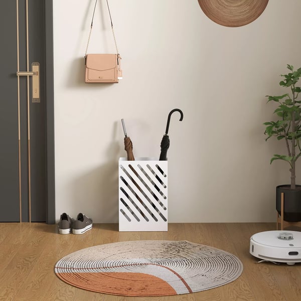 HOMCOM Paraplyholder i stål, hvid - 28 x 14 x 41 cm