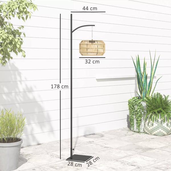Outsunny Rattan Solcellelampe til haven - Gul PE-rattan, IP44, automatisk lyssensor
