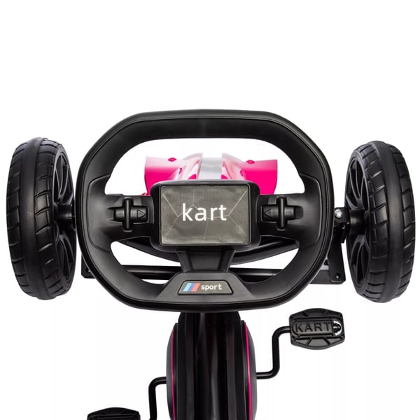 HOMCOM Gokart Pedalbil til Børn - Lyserød, Plastik, m. Bremse & Justerbar Sæde - 3-8 År