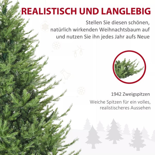 180 cm Kunstigt juletræ realistisk tættere grene kunstig fyrretræ juletræ med 1942 grenspidser grøn