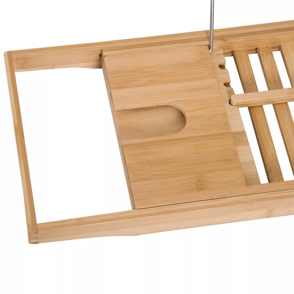 Badekarshylde i Bambus & Rustfrit Stål - Justerbar 75-105 cm, Natur