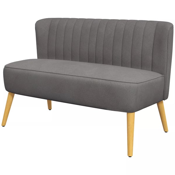 HOMCOM 2-personers sofa i mørkegrå polyester med træben, 117x56,5x77 cm
