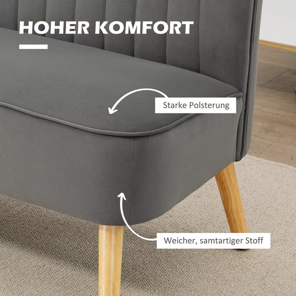 HOMCOM 2-sits soffa, mrkgr gr, polyester