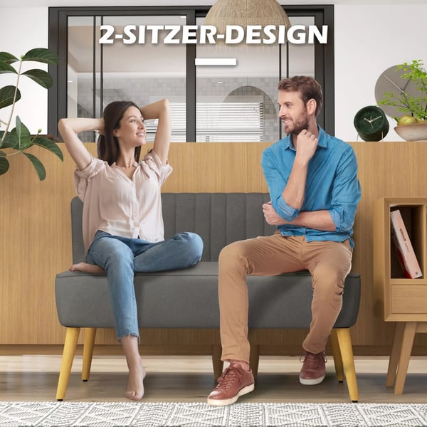 HOMCOM 2-sits soffa, mrkgr gr, polyester