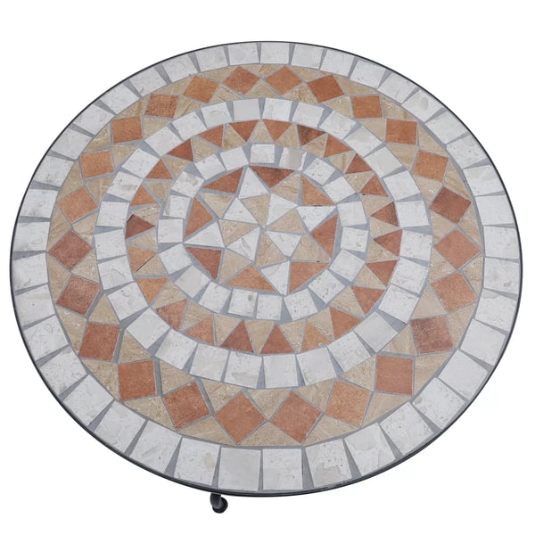 Outsunny havebord mosaikbord altanbord sidebord serveringsbord rund stål + keramik orange + hvid Ø60 x H71 cm
