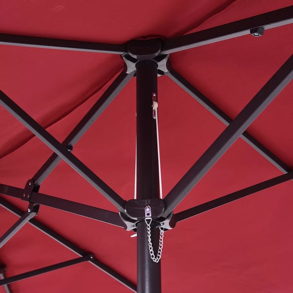 Outsunny Dobbelt Parasol 460x270 cm Vinrød m. Håndsving - Til Have & Terrasse