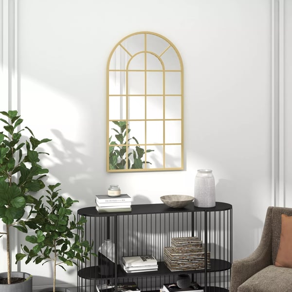 Vægspejl 110x65cm Dekorativt Spejl med Metalramme i Guld - Aluminium/Glas