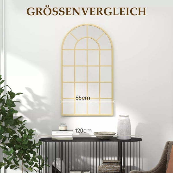 Vægspejl 110x65cm Dekorativt Spejl med Metalramme i Guld - Aluminium/Glas