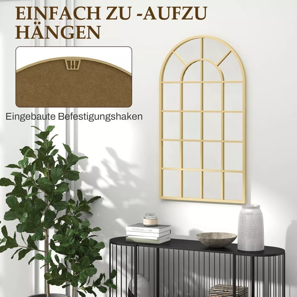 Vægspejl 110x65cm Dekorativt Spejl med Metalramme i Guld - Aluminium/Glas