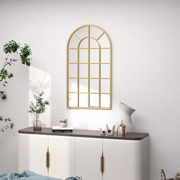 Vægspejl 110x65cm Dekorativt Spejl med Metalramme i Guld - Aluminium/Glas