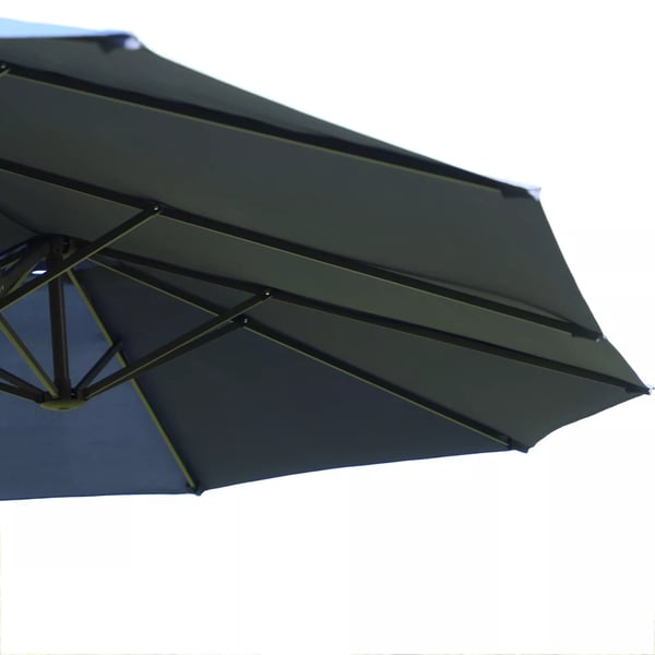 Outsunny Dobbelt Parasol Blå 460x270x240 cm - Robust stål, polyester, ABS med håndsving