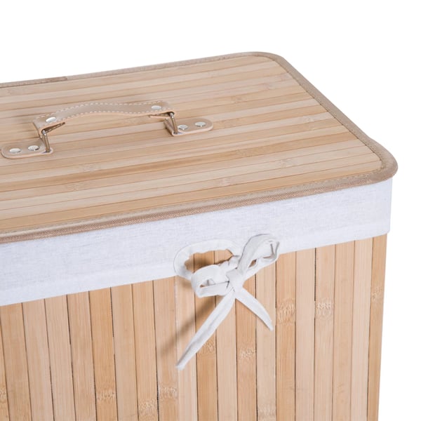 HOMCOM Bambu Pyykkikori Kannella ja Kangaspussilla - 72L, Luonnollinen
