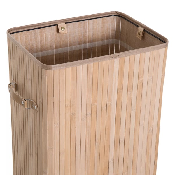HOMCOM Bambu Pyykkikori Kannella ja Kangaspussilla - 72L, Luonnollinen