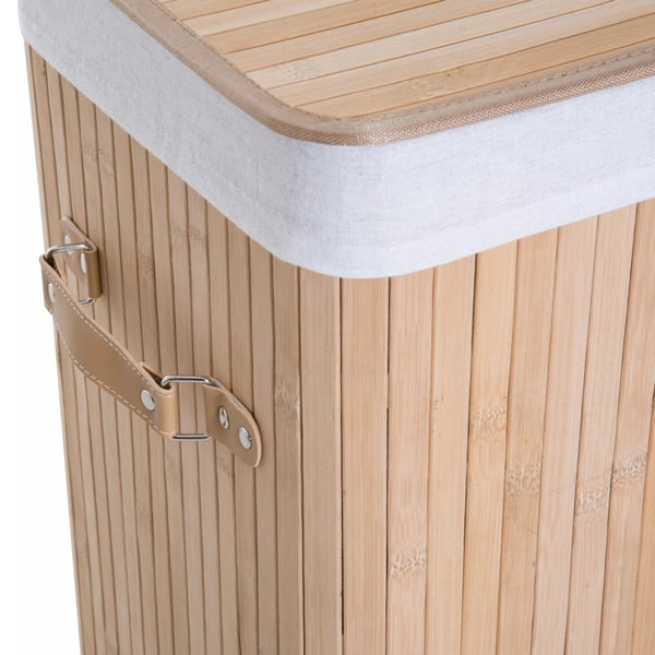HOMCOM Bambu Pyykkikori Kannella ja Kangaspussilla - 72L, Luonnollinen