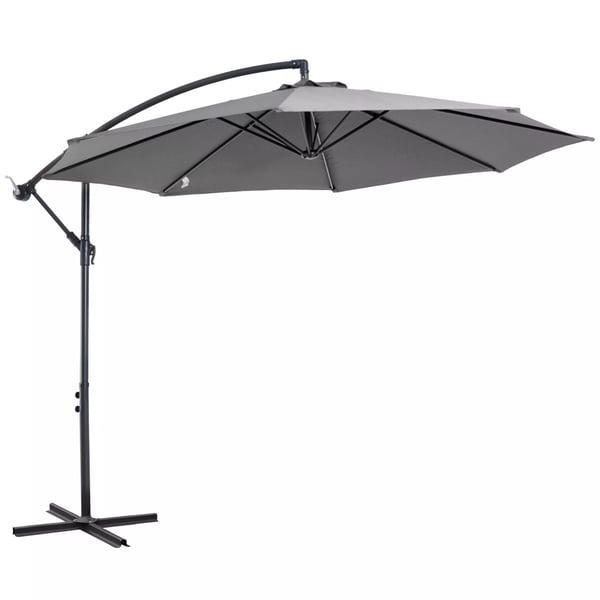 Outsunny Parasoll med vev i stål och polyester, grå, Ø2,95x2,45m