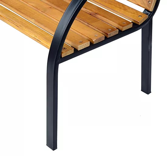 Outsunny havebænk 2-personers havebænk parkbænk stål+fyrretræ natur B122 x D60 x H83 cm