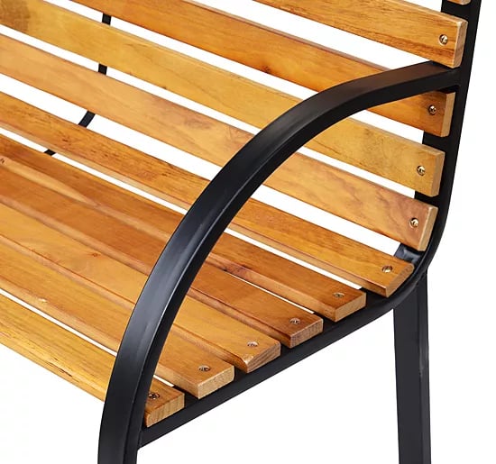 Outsunny havebænk 2-personers havebænk parkbænk stål+fyrretræ natur B122 x D60 x H83 cm