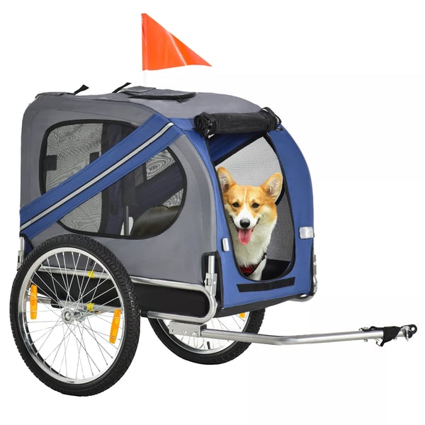 Hundetrailer til cykel, Oxfordstof, vandafvisende, åndbar, 130x73x90cm, Blå