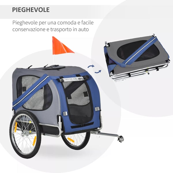 Hundetrailer til cykel, Oxfordstof, vandafvisende, åndbar, 130x73x90cm, Blå