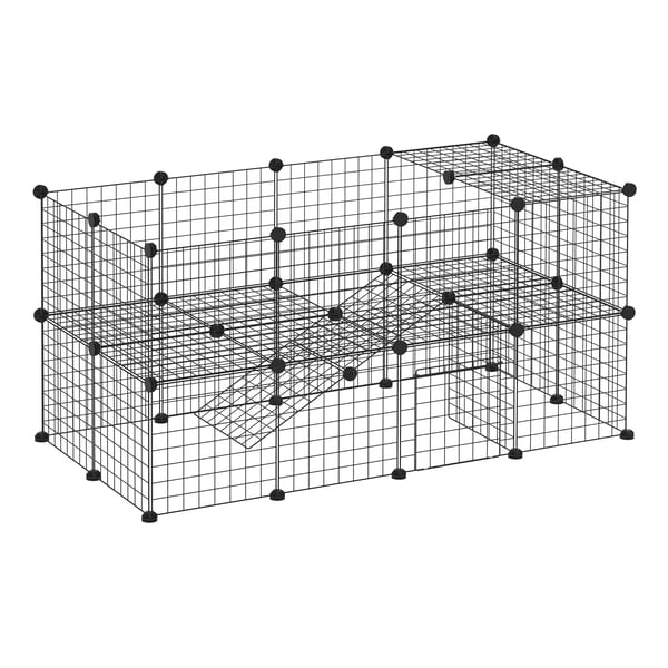 -aitaus DIY-leikkikehikko pienille eläimille, pentujen leikkikehikko, 36 paneelia, musta, 146x73x73cm