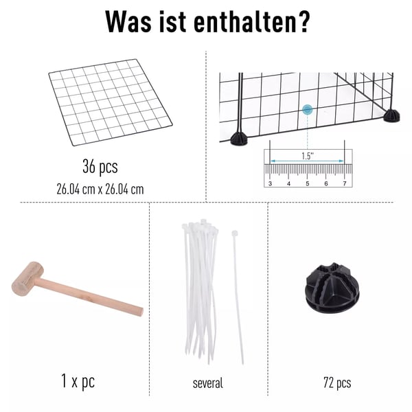 -aitaus DIY-leikkikehikko pienille eläimille, pentujen leikkikehikko, 36 paneelia, musta, 146x73x73cm