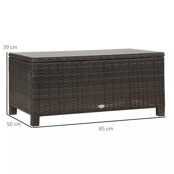 Outsunny Havebord i Polyrattan, Brun, Metal, Vejrbestandig, 85x50x39cm