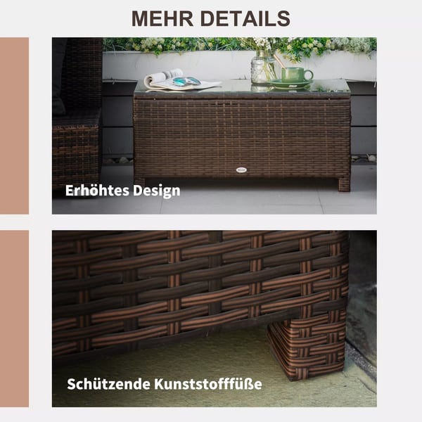 Outsunny Havebord i Polyrattan, Brun, Metal, Vejrbestandig, 85x50x39cm