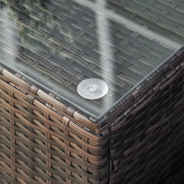 Outsunny Havebord i Polyrattan, Brun, Metal, Vejrbestandig, 85x50x39cm
